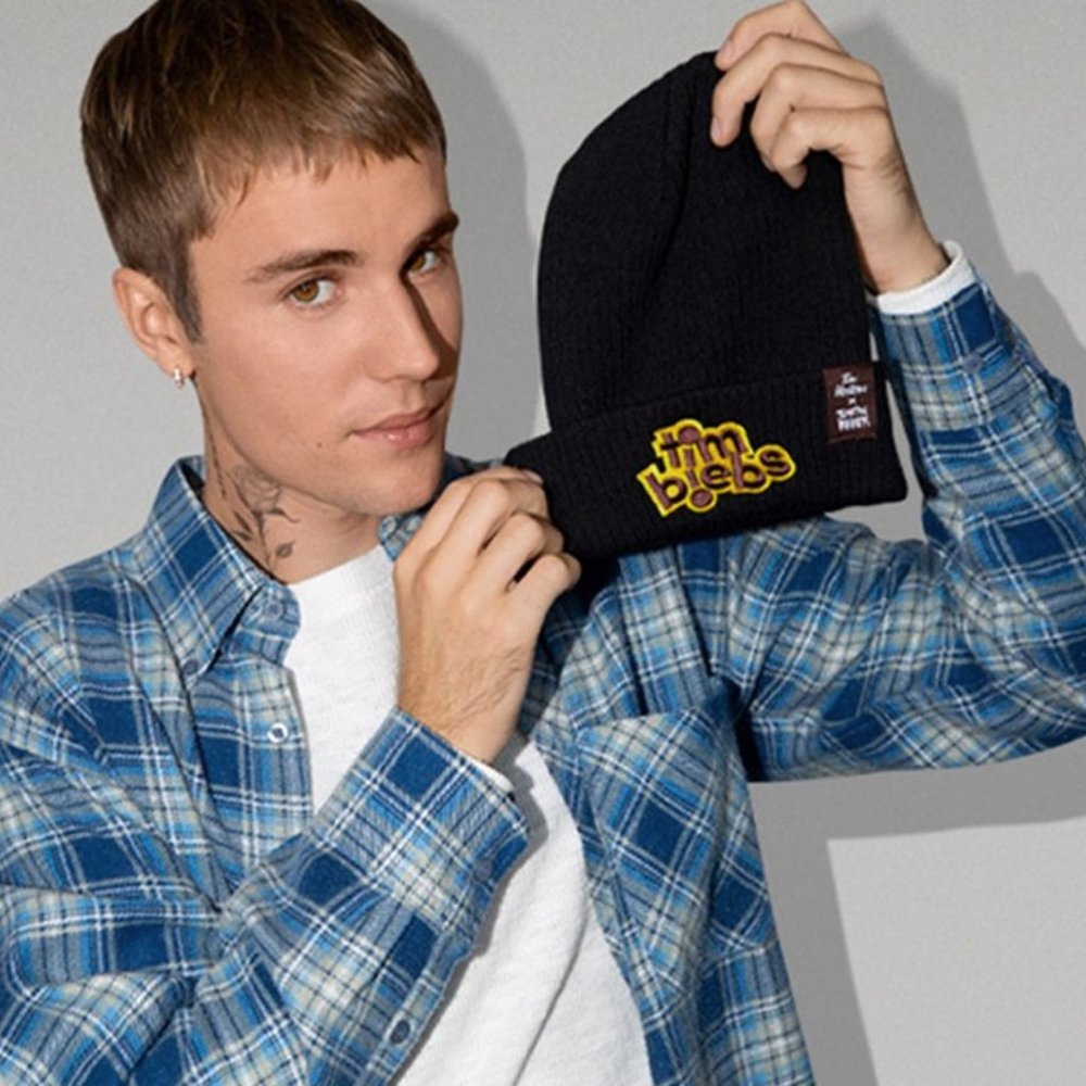 Justin Bieber Black Knit Beanie Tim Hortons Collaboration Tim Biebs NEW